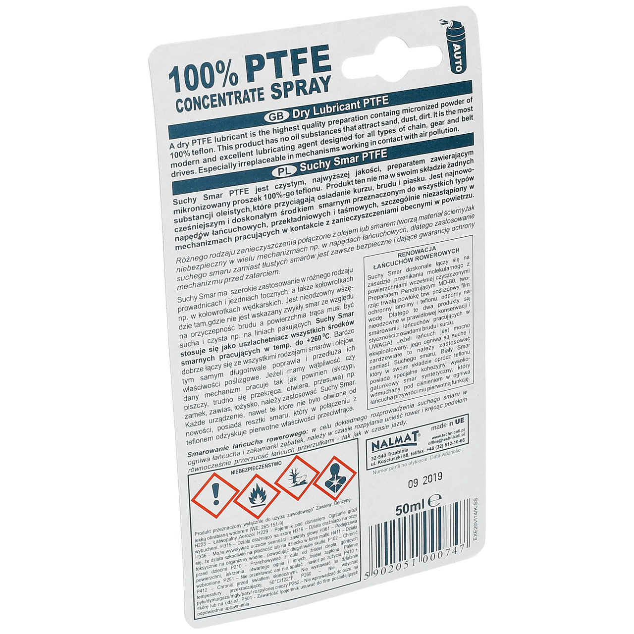 Suchy Smar PTFE Technicqll do Łańcuchów Rowerowych